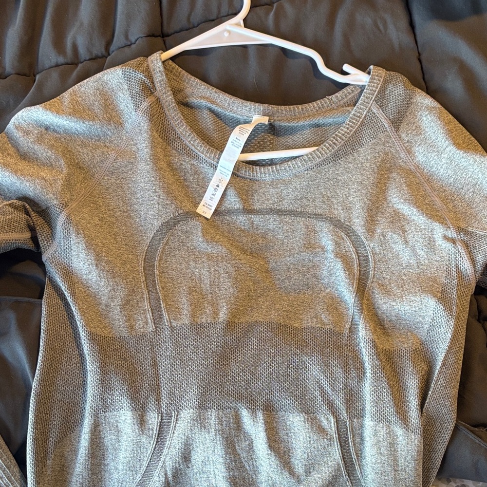 Gray Lulu Athletic Long Sleeve Top